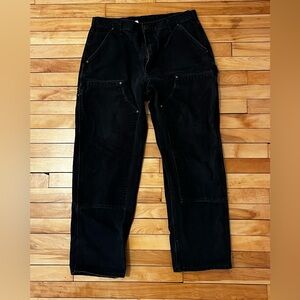 Carhartt Double Knee Carpenter Pants 34x30 Black Dungaree Fit B136 BLK